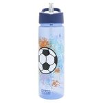 Polar Gear Football 600ml Kids Water Bottles with Straw Back to School Supplies Girls Boys Water Bottle - Water Bottle for Kids, Blue