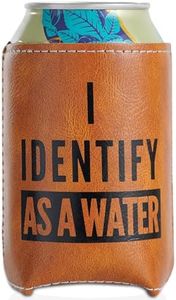 Funny Birthday Gifts for Men, Gifts for Dad Husband Hubby Boyfriend BF, Gag Gift, Retirement Gift, I Identify As A Water Faux Leather Can Cooler Sleeve