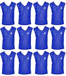 SAS Sports Training Bibs Scrimmage Vests Pennies for Soccer Set of 12 (Blue, M)