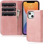 iPhone 13 Wallet Case FROLAN Premium PU Leather with Credit Card Holder Slot Flip Drop Protection Shockproof Cover 6.1 Inch(Rose Gold)