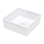 Ruvati 15 x 15 inch Bathroom Vessel Sink White Rectangular Above Counter Porcelain Ceramic - RVB1616