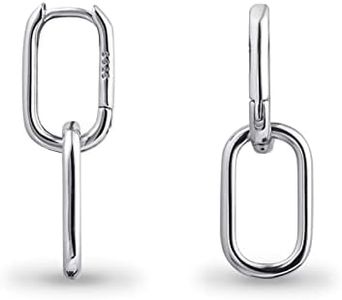 925 Sterling Silver Double Oval Huggie Hoop Earrings for Women, Small Silver Hoop Earrings for Sensitive Ears, Square Hoop Earrings for Gifts