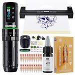 Dragonhawk L3 Tattoo Machine Pen Kit, Coreless Tattoo Gun with 2.4-4.2mm Stroke Length and 2000mAh Battery, Stencil Printer, 20Pcs Cartridge Needles for Beginners and Professional Artists