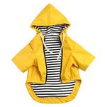 Stylish Premium Dog Raincoats - Dog Wear Yellow Zip Up Dog Raincoat with Reflective Buttons, Pockets, Rain/Water Resistant, Adjustable Drawstring -Yellow -M