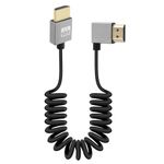 RIIEYOCA 4K Short HDMI to HDMI Coiled Cable, 90 Degree Left Angle HDMI Male to HDMI Male Cable,18Gbps High Speed HDMI 2.0 Support 4K@60Hz,Compatible with Cameras,Camcorders,Monitors (3FT/0.9M)