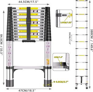 3.8M Telescopic Ladder – Stainless Steel Extension Ladder