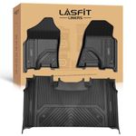 LASFIT Floor Mats Fit for Ram 1500 Crew Cab 2019-2024 with Folded Rear Under-Seat Storage Bucket Seat, All Weather Heavy Duty Custom Fit TPE Car Floor Liners