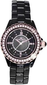 Stella Maris STM15E4 - Montre Femme Cadran noir Quartz Analogique Bracelet Céramique Noir avec diamants et éléments Swarovski