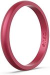 Enso Rings Halo Birthstone Silicone Ring – Minimalist Stackable Wedding Engagement Band – 2.54mm Wide, 1.5mm Thick – Pink Tourmaline-Colored, Size 11