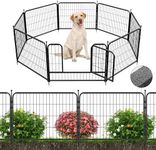 SPECILITE Garden Decorative Fence with Gate, 24in(H) X 32in(L) 8 Panels, No Dig Animal Barrier, Dogs Rabbits Pets Blocker, Rustproof Metal Protectors for Yard, Outdoor, Patio, Temporary, Backyard