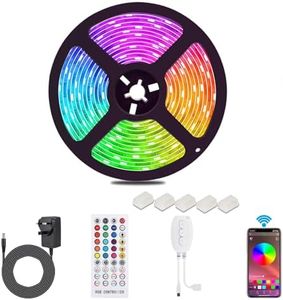 Bluetooth Led Strip 5M Waterproof Led Strips Lights ALED LIGHT RGB 12V 5050 SMD 90 LEDs Cuttable Led Lights with Remote&App Control Lights for Bedroom Indoor Outdoor Party DIY Decor