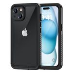 Lanhiem for iPhone 15 Case, IP68 Waterproof Dustproof Shockproof 15 Cases with Built-in Screen Protector, Full Body Sealed Protective Front and Back Cover for iPhone 15-6.1 inch (Black/Clear)