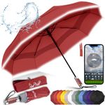 Royal Walk Windproof Folding Travel Umbrella Compact and Strong Luxurious Real Wood Handle Automatic Open Close Vented Double Canopy for Men and Women