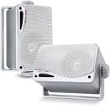 3-Way Weatherproof Outdoor Speaker Set - 3.5 Inch 200W Pair of Marine Grade Mount Speakers - in a Heavy Duty ABS Enclosure Grill - Home, Boat, Poolside, Patio, Indoor Outdoor Use - Pyle PLMR24 (White)