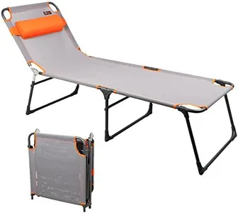 PORTAL Adjustable Portable Cot for Adults, Folding Chair, 4-Position Recliner with 250lbs Weight Capacity Lounger, Travel, Camping, Beach, Grey, Orange