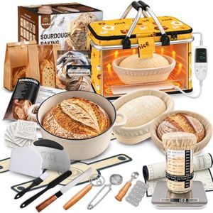 Complete Sourdough Starter Kit with Dutch Oven & Bread Proofing Box | Sourdough Bread Starter Kit with 60-113°F Proofing Box, Enameled Dutch Oven, Proofing Baskets, Starter Jar, Scale, BPA-Free