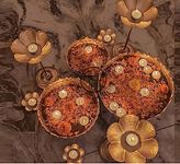 DSH Table Centerpiece Metal Decorative Urli Bowl for Home and Office Decoration Pot for Floating Flower and Candles Potpourri Bowl Showpiece, (Taj-9P)