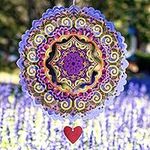 Wind Spinner 12 inches – 3D Stainless Steel – Laser Cut Metal Art Geometric Pattern - Hanging Wind Spinner, Kinetic Yard Art Decorations - Indoor/Outdoor Decor (Purplerain)