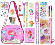 SHUDAUSHI® 20pcs Mermaid Theme Gift for Girls, Unicorn Large Capacity Sling Bag Shoulder Bag with Pencil Pouch Diary Pen Pencil Eraser All Stationery Party Favor Return Gift for Girls (Mermaid)