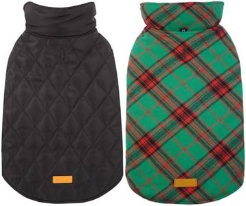 Kuoser Warm Dog Coat, Waterproof Dog Jacket for Extra Large Dogs, Adjustable Durable XXXL Doggie Winter Coat Reversible Puppy Cold Weather Apparel for Large Breed, Christmas Green 3XL