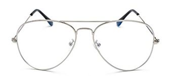 MIGOO Blue Light Blocking Computer Reading Glasses Vintage Clear Lens Eyewear Metal Frame Eyeglasses, Unisex(Men/Women)