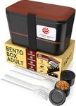 Umami Premium Bento Box Adult All-in-1, 4 Utensils, Red Dot Award Winner, 100% Leakproof, Nestable to Save Space Lunch Containers for Adults, Bento Lunch Box, Real Wood Lid, Boîtes à Lunch