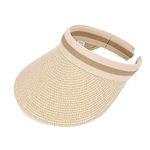 MK MATT KEELY Women Large Brim Beach Straw Golf Sun Hat Summer Cap Beige