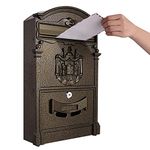 Tooluck Wall Mounted Post Box, Large Capacity Home Mailbox, Standardized Outdoor Letterbox, Vintage Bronze Metal Post Box