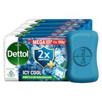 Dettol Icy Cool Bathing Soap Bar With 2x Menthol (750gm), 150gm - Pack of 5