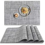 homEdge PVC Placemat, 4 PCS of Non-Slip Heat Resistant Place Mats, Washable Vinyl Placemats, Set of 4 – Gray