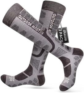 OutdoorMaster Merino Wool Ski Socks, 2/3 Pairs Over The Calf Non-Slip Cuff for Men & Women, Winter Snowboard Thermal Socks