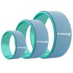 Strauss Yoga Wheel | Ideal for Stretching, Backbends, Exercise, Deep Tissue Massage & Back Pain Relief | Dharma Yoga Prop Wheel with Ultimate Comfort |Set of 3, (Blue)