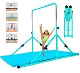 MARFULA Upgrade Foldable Gymnastic Bar with Mat for Kids Ages 3-12, 200 lbs Weight Capacity, Gymnastic Kip Bar Horizontal Bar for Kids, Gymnastic Training Equipment for Home and Gymnastic Center Use