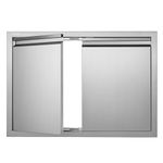 VEVOR BBQ Access Door, 30W x 21H Inch Double Outdoor Kitchen Door, Stainless Steel Flush Mount Door, Wall Vertical Door with Recessed Handles, for BBQ Island, Grilling Station, Outside Cabinet