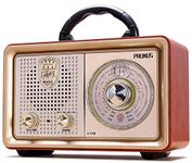 PRUNUS J-110 Radio Portable AM FM, Transistor Radio Plug in Wall or Battery Powered or Rechargeable Radio for Home Outdoor, Vintage Decor, Retro Bluetooth Speaker with AUX TF Card USB Playing