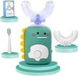 KAQINWX Kids Electric Toothbrushes, U Shaped Ultrasonic Toothbrush, Rechargeable Kids Toothbrush w/ Smart Timer, 3 Brush Heads Replacement, 3 Clean Modes, IPX7 Water Resistant for Child 2-12