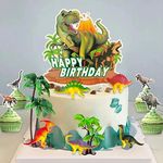 32Pcs Dinosaur Cake Toppers Dino Cake Decorations with Cute Dinosaur Model Toys, Double sides Dinosaur Cupcake Toppers, Model Trees and Dinosaur Birthday Cake Decorations for Boys Girls Party Supplies