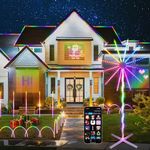 Curoee Christmas LightShow Set, 66ft Permanent Outdoor Lights, Smart Curtain Lights, LED Firework Light, Pathway Light App Control & Music Sync for Party Wedding Christmas Decorations Gifts
