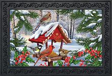 Briarwood Lane Gathered Together Winter Doormat Cardinals Birdfeeder Indoor Outdoor 30" x 18"