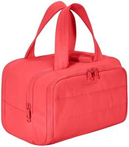 BAGSMART Travel Toiletry Bag, Puffy Toiletry Bag for Women, Wide-open toiletry bags for traveling, Large Travel Cosmetic Makeup Bag Organizer for Accessories,Toiletrie (g-Bright Red)