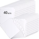 Fulmoon 320 Pieces 3 Ring Binder Dividers with Tabs 40 Sets 8 Tab Dividers for 3 Ring Binders Letter Size Page Dividers 3 Hole Punch Section Index Dividers for Binders (White)