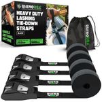 Rhino USA Tie Down Lashing Straps (4PK) - 500 kg Guaranteed Max Break Strength - Includes (4) Heavy Duty 2.5 cm x 3.6 m Pull Cam Buckle Straps - Best for Securing Cargo, Kayak, Cooler, Roof Rack, Etc