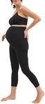 Motherhood Maternity Women's Maternity Essential Stretch Crop Length Secret Fit Belly Leggings, Black, Medium