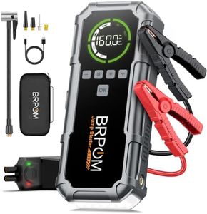 BRPOM Starthilfe Powerbank 8000A, Auto Starthilfe mit Kompressor 160PSI, 26800mAh Batteriestarter für alle Benzinmotoren und bis 12,0L Dieselmotoren, LED-Licht und Powerbank
