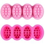 UG LAND INDIA 4 Cavity Silicone Massage Bar Soap molds, Food Grade Silicone Mold DIY Handmade Soap Making Mold, Baking Cake Fondant Mousse Pudding Jelly Chocolate Mould Tray (Random Color)