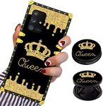 LSL Compatible with Samsung Galaxy A71 5G Phone Case, Queen Golden Crown Luxury TPU Plating Corner Shockproof Protection Cover for Women Girls, for Samsung Galaxy A71 5G