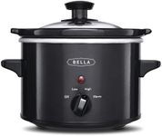 bella Electric Slow Cooker 1.5 Qt, Dishwasher Safe Removable Stoneware Pot and Glass Lid, Adjustable Temperature & Cool Touch Handles, Portable Mini Rice Cooker, Baby Food Steamer & Soup Warmer, Black