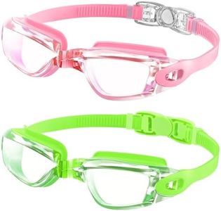 NSSIW Kids Swim Goggles Kids-Goggles-for-Swimming: Kids Goggles Anti Fog Youth Pool Goggles with UV400 and No Leak 2 Pack Ages 6-14