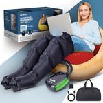 PORTENTUM Leg Massagers for Pain and Circulation with Rechargeable Battery – 8 Modes and 3 Intensity Levels – Remote with LCD Screen – USB-C with Cable – Relieves Tired Legs – Travel Bag Included