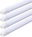 (Pack of 10 Lights) - F96 T8/T12 FA8 Replacement cETL ETL Certified 8 FT Single Pin Base 48 Watt 6000 Lumens LED Tube Lights, 5000K Natural White Frosted Milky Lens